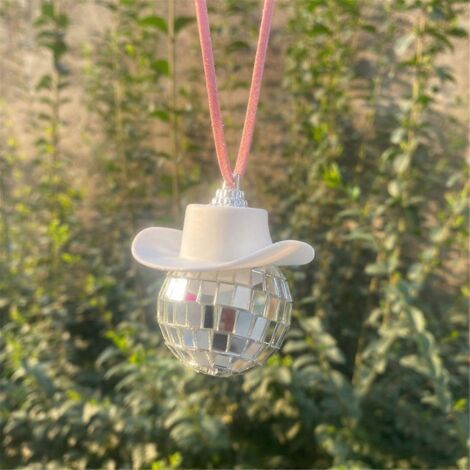 Accessoires de voiture : chapeau de cow-boy à boule disco, accessoires intérieurs de voiture - Rose (1/5)
