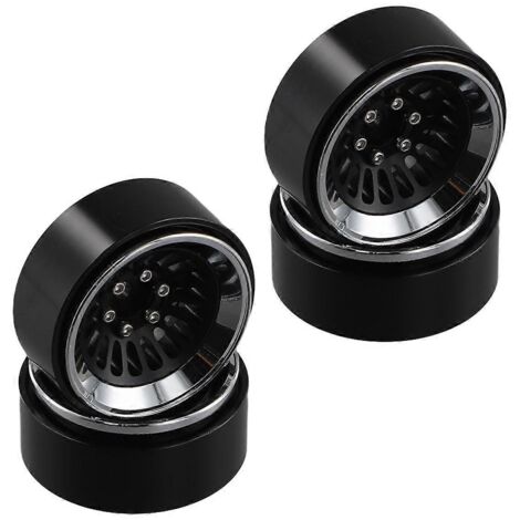 Jantes de moyeu de roue pour voiture RC Crawler Axial TRX4M SCX24, argent et noir-- (1/5)