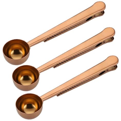 Cuillère à café 2 en 1, cuillère doseuse pour café en poudre, or rose (1/5)