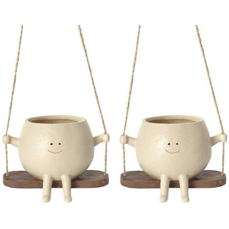 Pots de fleurs à tête oscillante, jolis pots muraux en résine en forme de tête de fleur -- (1/2)