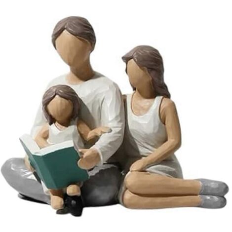 Figurines décoratives représentant une famille de 3 personnes, sculpture familiale en résine. (1/5)