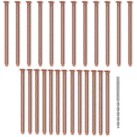 25 clous en cuivre pour souches d'arbres, 8 cm de long, en cuivre pur. (1/5)
