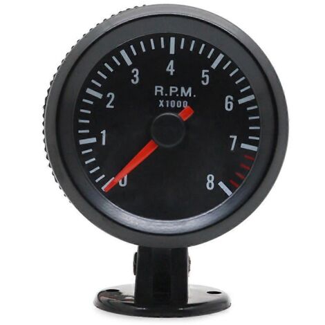 Compteur de tours/minute 52 mm pour voiture à essence 1-8 cylindres - Noir (1/5)