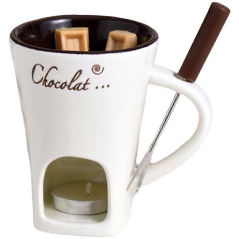 Ensemble à fondue pour chocolat, fromage, lait et crème, blanc (1/5)