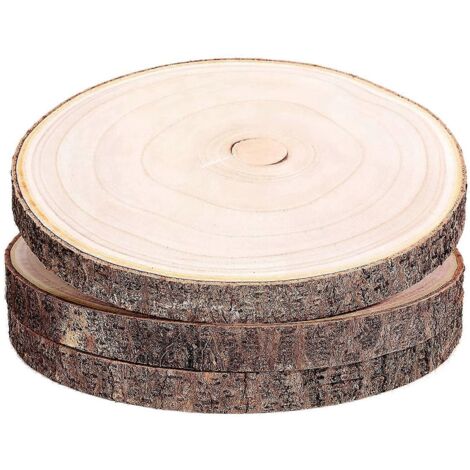 3 rondelles de bois de 25 à 30 cm de diamètre pour centres de table (1/5)