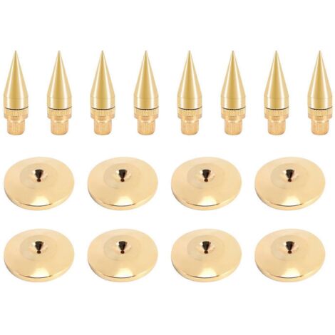 8 paires de pointes de haut-parleur en cuivre 6 x 36 mm + patins isolants pour pieds de base -- (1/5)