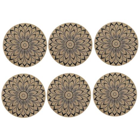 Lot de 6 coussins isolants ronds noirs en forme de fleur -- (1/5)