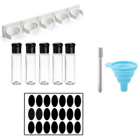 Organisateur de pots à épices en plastique avec support pour le rangement de la cuisine - Comme illustré - (1/5)