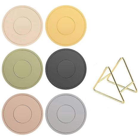 Lot de 6 dessous de plat épais avec 1 support triangulaire doré --- (1/5)