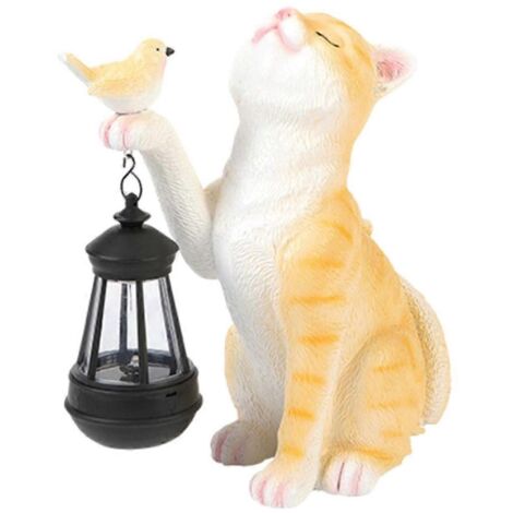 Lampe solaire décorative en résine représentant des animaux mignons, mini-lanternes d'extérieur en résine avec des chats.