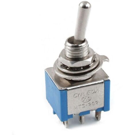 Interrupteur à bascule DPDT 6 broches marche/arrêt, 2 positions, bleu, 3 A/250 V CA / 6 A/125 V (1/3)