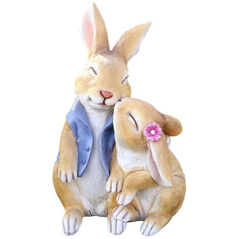 Ravissants ornements de lapins de jardin, statues décoratives de lapins pour le salon ---