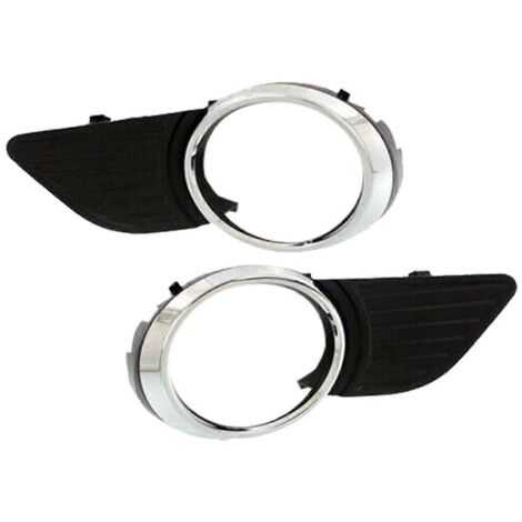 1 paire de grilles de protection chromées pour feux antibrouillard avant de pare-chocs Toyota - Noir et argent plaqué - (1/5)