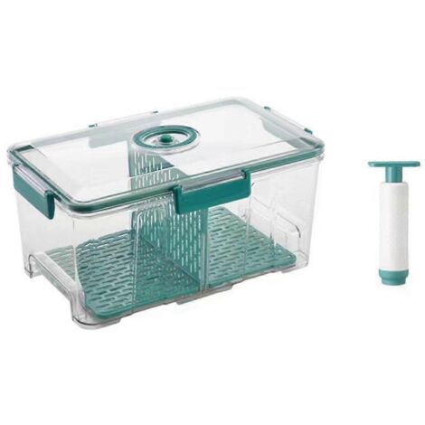 Boîte de conservation sous vide transparente pour réfrigérateur, verte, taille L (1/5)