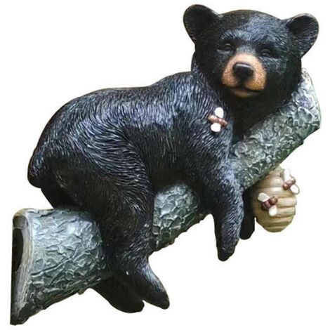 Ornement animalier réaliste : Statue d'ours noir enlaçant un arbre --- (1/5)