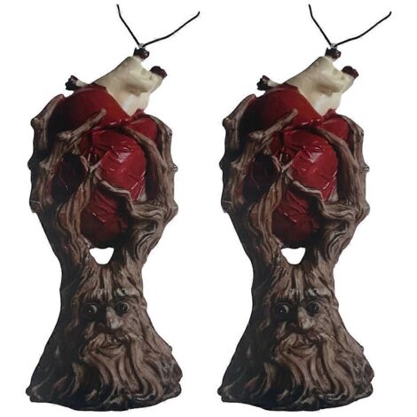Statue d'arbre en forme de cœur anatomique rouge, décoration artisanale d'horreur pour bureau --- (1/5)