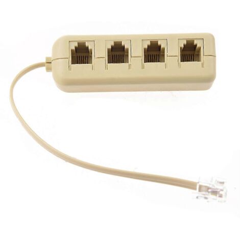 Adaptateur répartiteur modulaire RJ11 6P4C vers 6P4C à 4 voies pour ligne téléphonique, beige--