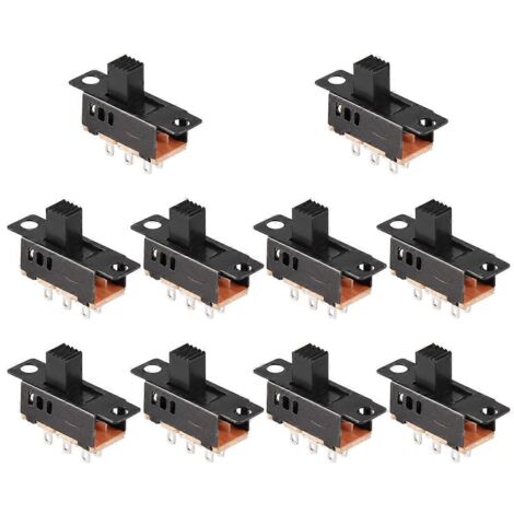 10 interrupteurs à glissière DPDT à 6 broches et 3 positions, à bouton haut, 0,5 A, 50 V CC (1/5)