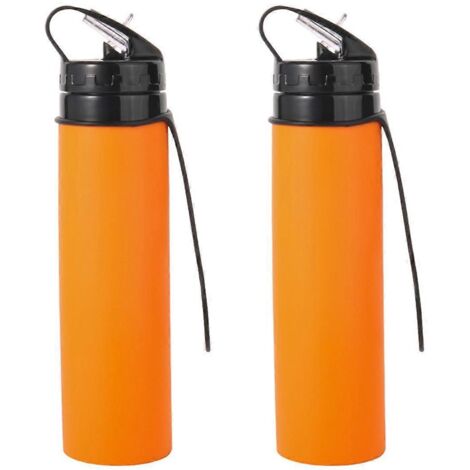 Gourde pliable en silicone orange de 600 ml pour le cyclisme (1/5)