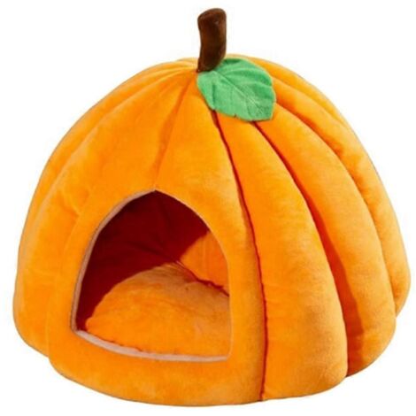 Lit-grotte pour chat, tente pour chat avec coussin amovible orange rouge M-- (1/5)