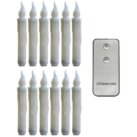 Bougies LED sans flamme avec télécommande, à effet clignotant jaune. (1/5)