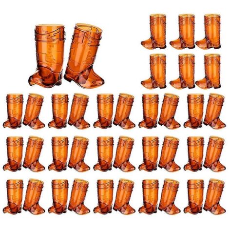 36 pièces de lunettes de cowboy transparentes de 1 oz, mini-lunettes de cowboy marron (1/5)