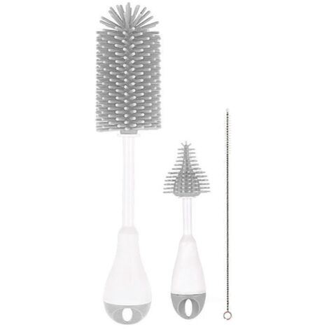 Brosse pour tétine de biberon, brosse de nettoyage pour paille de gobelet, grise -- (1/5)