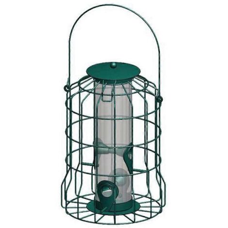 Mangeoire anti-oiseaux, cage suspendue antirouille, verte (1/5)