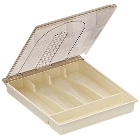 Organiseur avec couvercle, boîte de rangement en plastique pour couverts et ustensiles de cuisine, D-- (1/5)