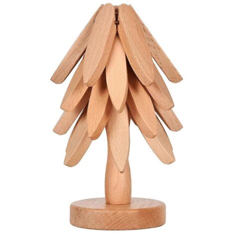 Trépied en bois pour plat chaud, ensemble trépied en forme d'arbre -- (1/5)