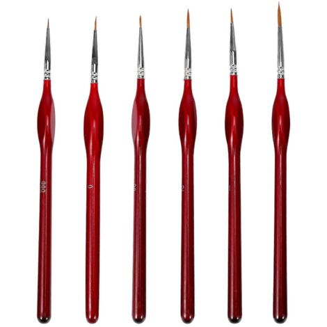 Ensemble de 6 pinceaux fins pour peinture acrylique, aquarelle et huile. (1/5)