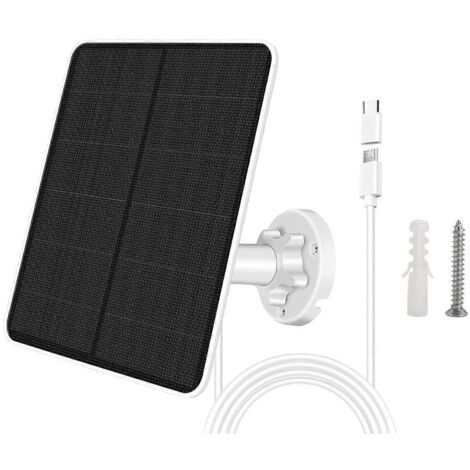 Pour caméra de sécurité, panneau solaire 5W avec ports micro-USB et USB-C -- (1/5)