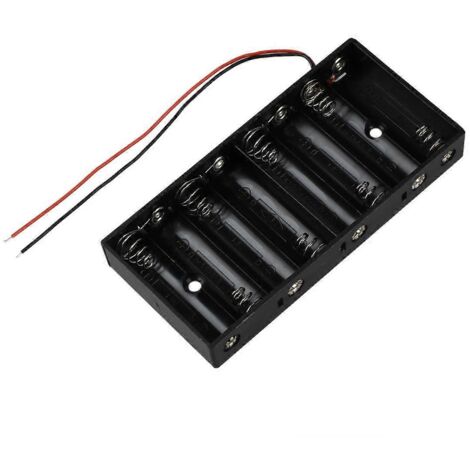 Nouveau boîtier de rangement en plastique pour 8 piles AA 1,5 V 2 A, format standard 12 V, avec fil conducteur. (1/5)