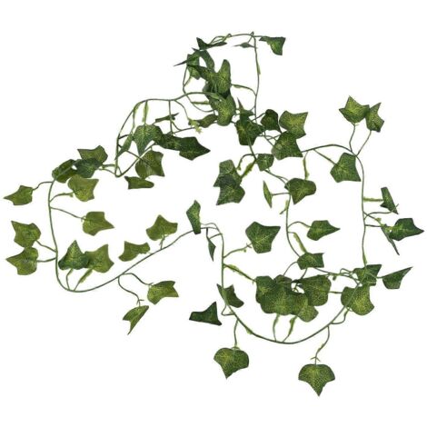 Guirlande de lierre artificiel de 2 m (6,6 pieds) avec feuillage, fleurs et plantes, pour décoration de jardin (feuilles) (1/5)