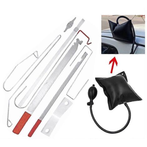 Outil de déverrouillage d'urgence pour portières de voiture + pompe à air noire (1/5)