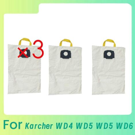 Lot de 3 sacs à poussière en tissu pour Karcher WD4 WD5 - Blanc crème (1/5)