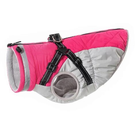Veste imperméable pour animaux de compagnie avec harnais, vêtements chauds d'hiver pour chien C-- (1/5)
