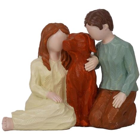 Statue souvenir couple et chien, sculpture pour amoureux des chiens (1/5)