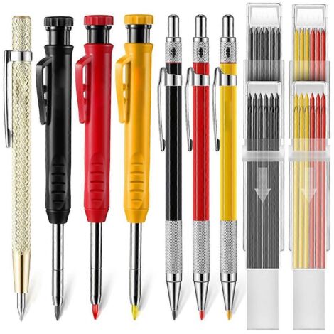 Ensemble de crayons mécaniques de charpentier avec recharges de marqueurs et outil de traçage -- (1/5)