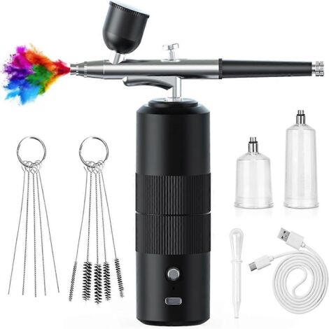 Kit aérographe avec compresseur, ensemble d'aérographes haute pression, noir-- (1/5)