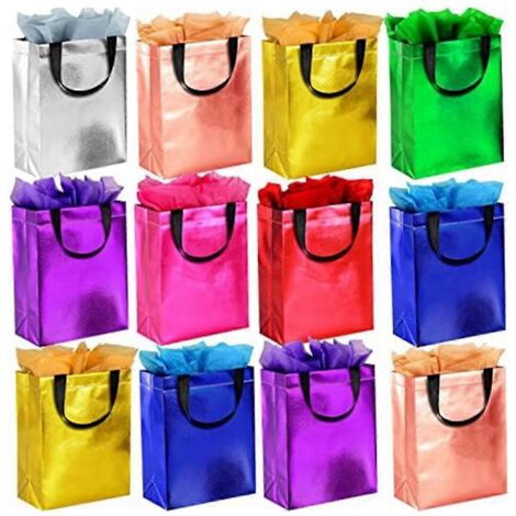 18 sacs cadeaux avec poignées - Sacs cadeaux de 26 cm (10,2 pouces), taille moyenne - (1/5)