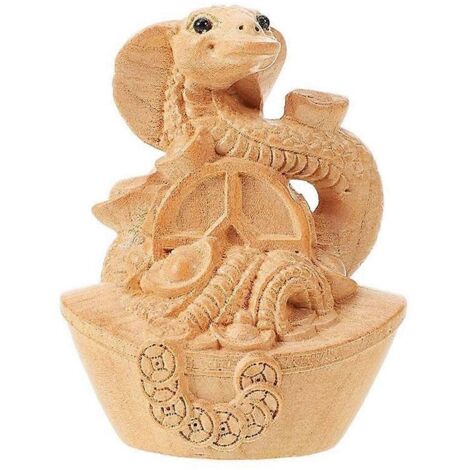 Statue de serpent chinoise en bois sculpté à la main, décoration Feng Shui - Conforme à la photo - (1/5)