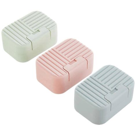 Lot de 3 porte-savons, étui à savon de voyage, récipient à savon de voyage avec couvercle --- (1/5)