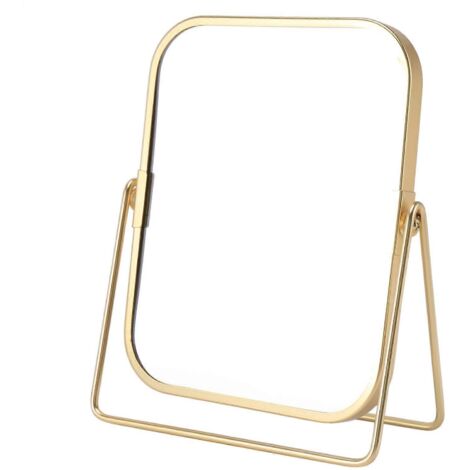 Miroir de maquillage pivotant avec support en métal, à poser sur une table ou un bureau. (1/5)