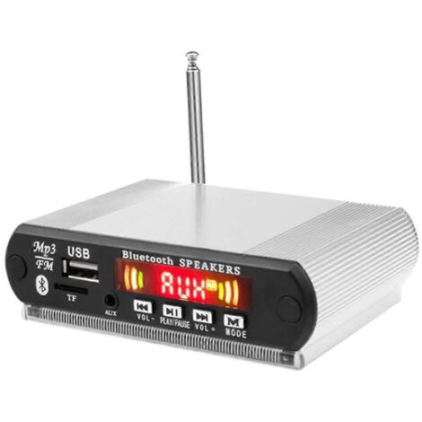 Carte décodeur lecteur MP3 Bluetooth avec radio FM, USB et carte TF, couleur argent. (1/5)