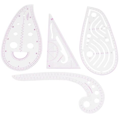 Ensemble de règles de couture (4 pièces) - Gabarits de mesure métriques, 4 styles - (1/5)