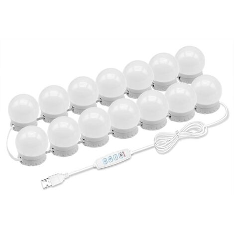 Miroir de maquillage lumineux à LED avec 14 ampoules à intensité variable --- (1/5)