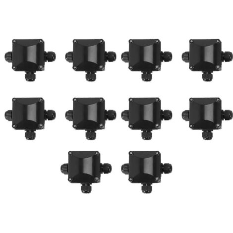 Boîte de jonction à 3 voies, étanche pour éclairage extérieur, lot de 10, noire (1/5)