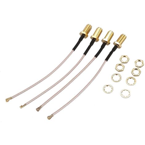 Câble coaxial Wi-Fi avec antenne Mini PCI vers RP-SMA femelle (4 connecteurs) (1/5)
