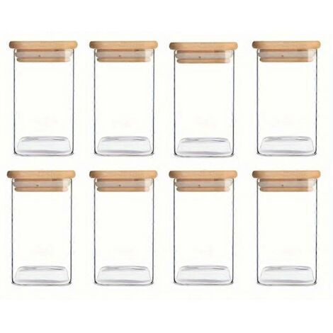 Bocaux en verre avec couvercles hermétiques en bambou - Bocaux de rangement pour bonbons et autres en-cas (1/5)